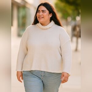AVA & VIV Plus Size  Half Turtle Neck sweater Sz X1  Oatmeal cream Colour